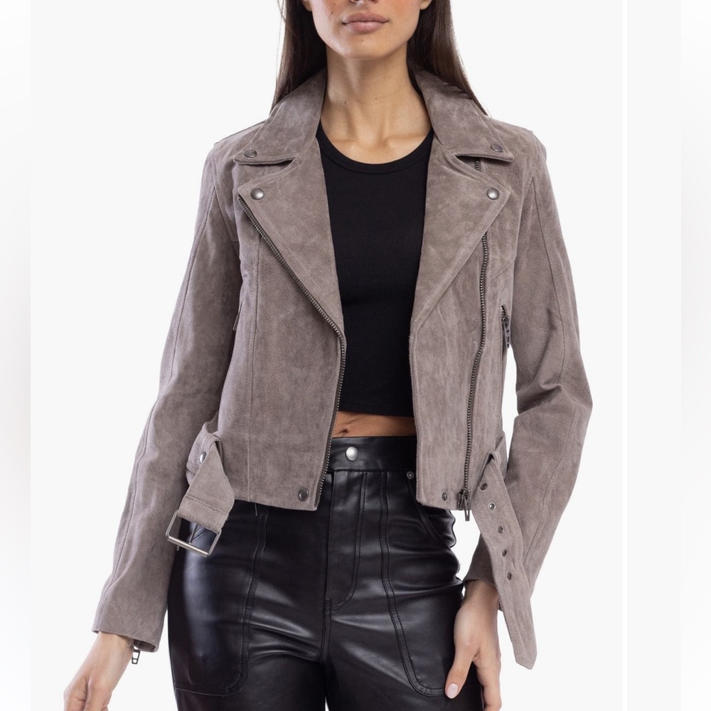 BLANKNYC GREY SUEDE LEATHER MOTO JACKET 🧥 ALLSAINTS LIKE STYLE! BRAND NEW TAGS!